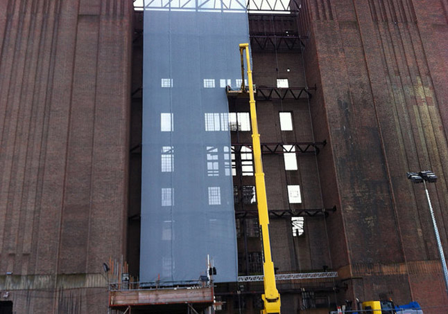 Battersea Power Station building banner in progress
