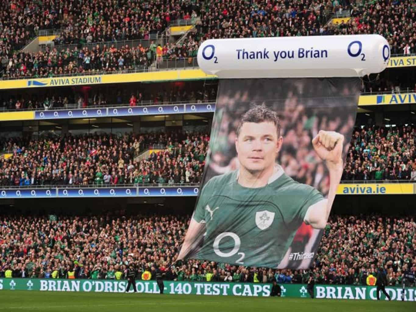 Flag fabric pitch banner produced for Brian O'Driscoll's final rugby match